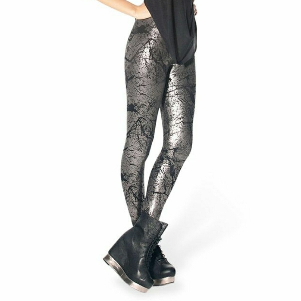 NWOT Cracked Silver Leggings